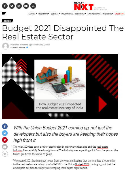 Budget 2021 Disappointed The Real Estate Sector