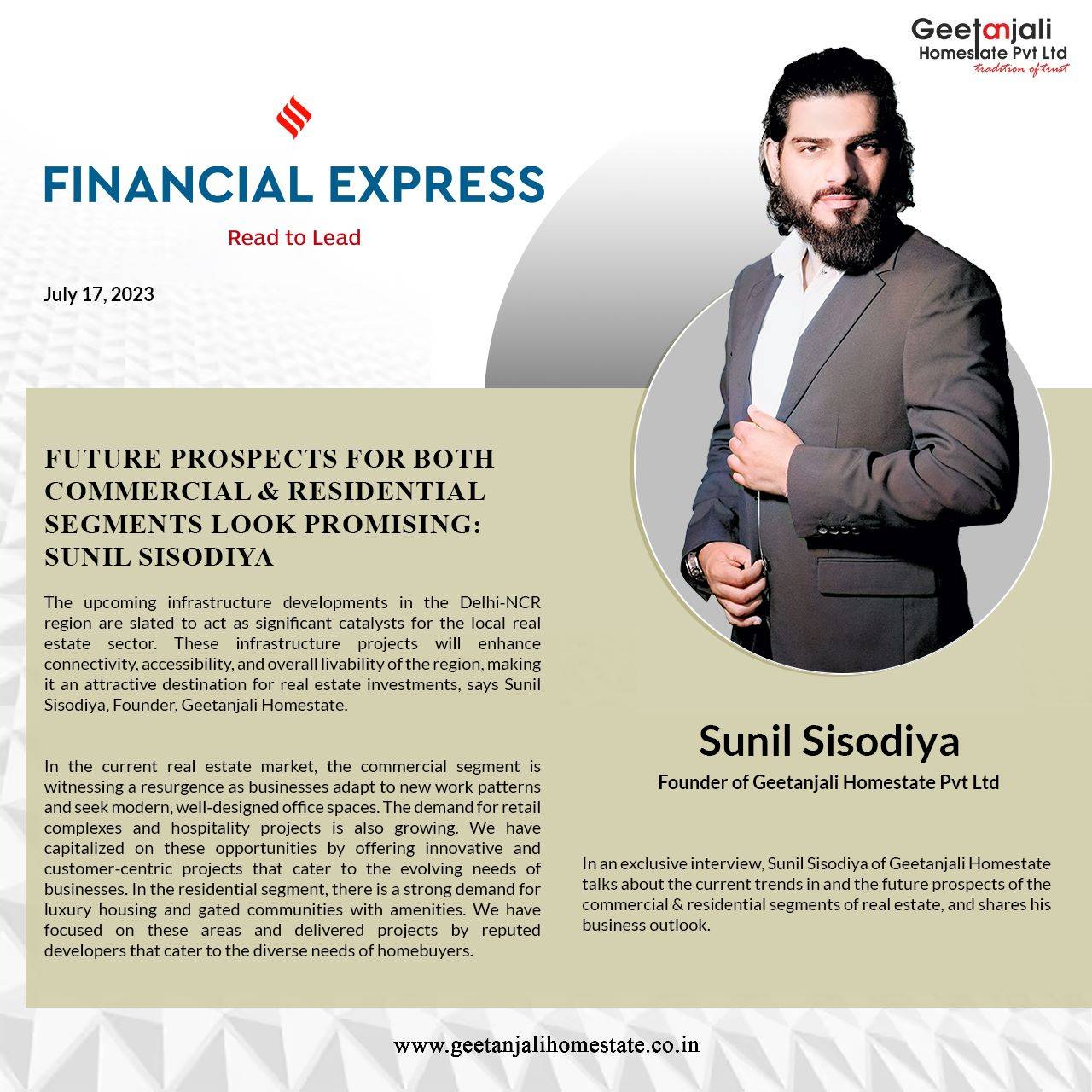 Future prospects for both commercial & residential segments look promising: Sunil Sisodiya