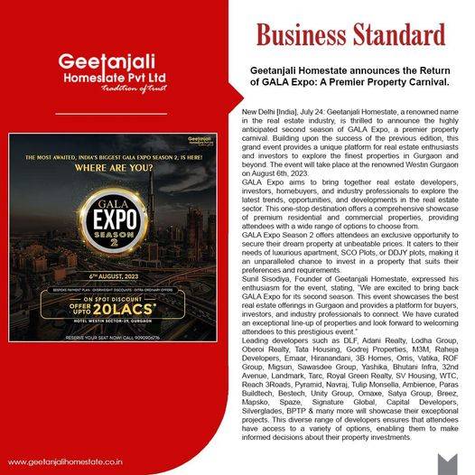 Geetanjali Homestate announces the Return of GALA Expo: A Premier Property Carnival