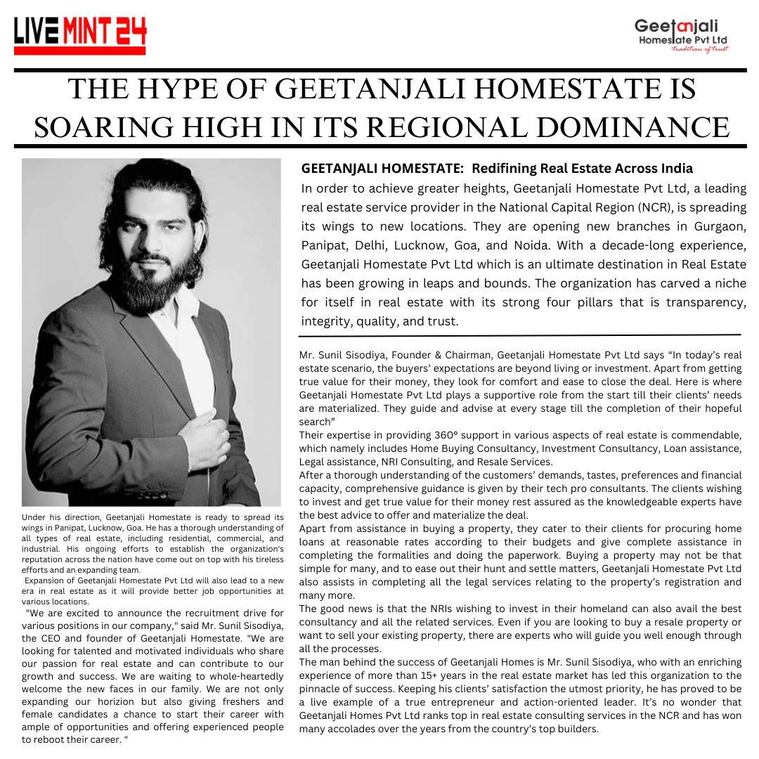 The Hype of Geetanjali Homestate is Soaring High in its Regional Dominance