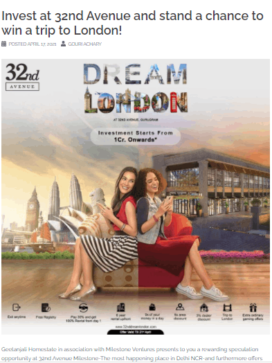 Invest at 32nd Avenue and stand a chance to win a trip to London!