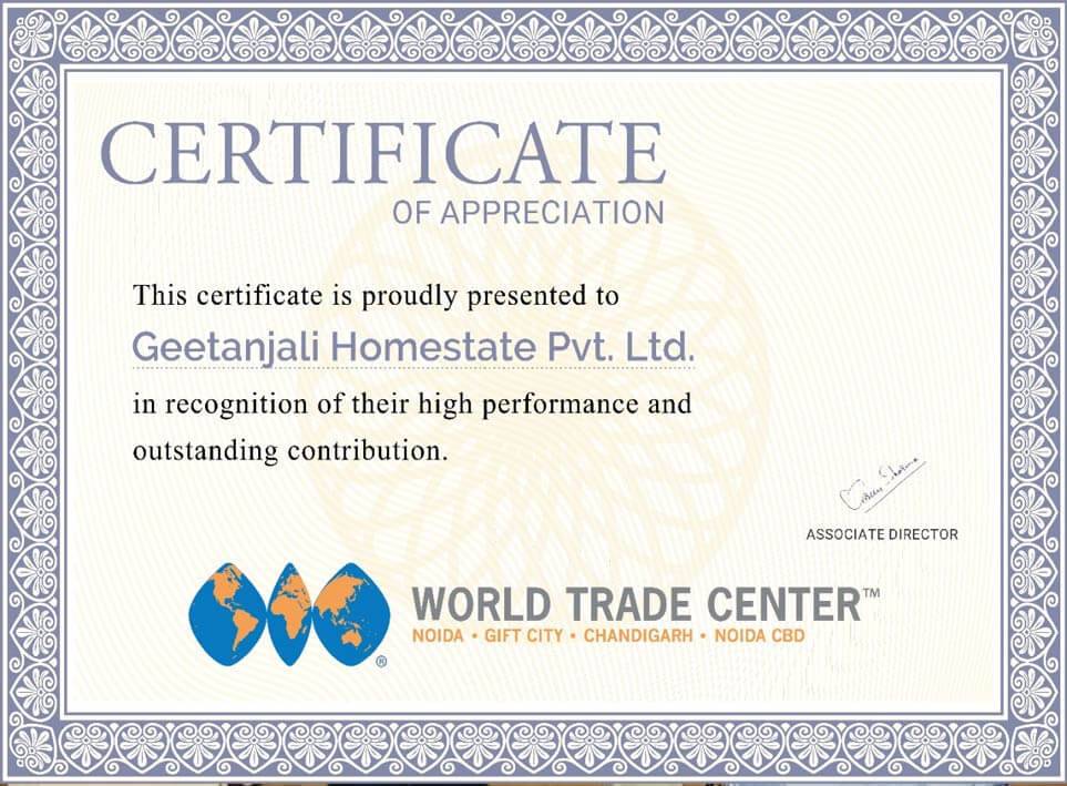 Certificate of Appreciation By WTC 2020