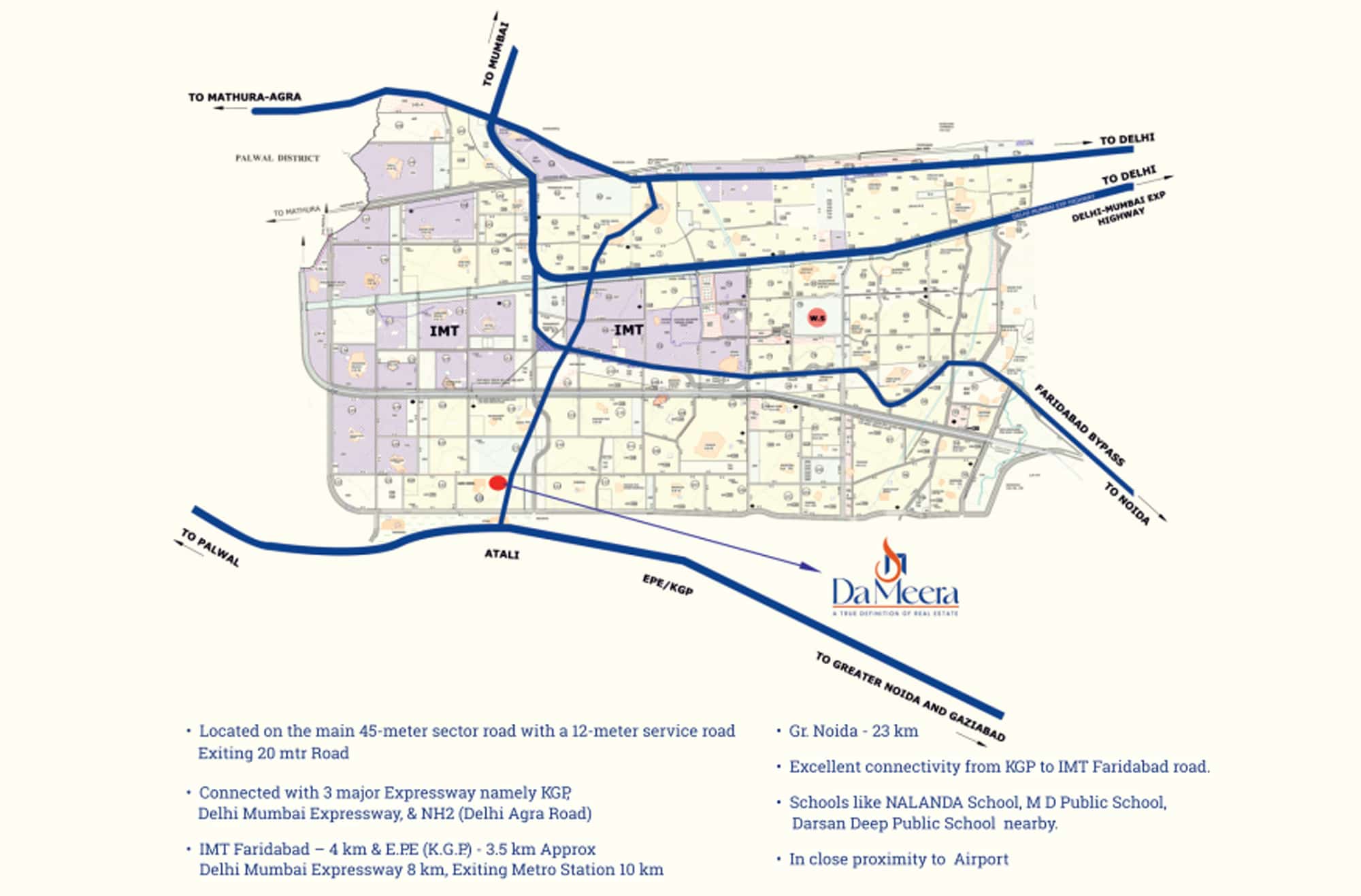 DaMeera City Sector 121 Faridabad - Location