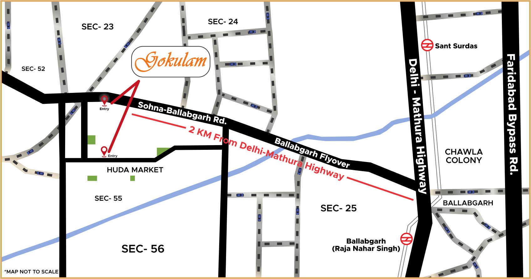 Gokulam by Sarvome, Sector 55, Faridabad - Location