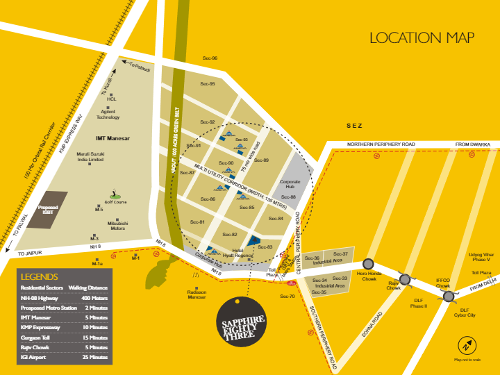 Ameya Sapphire, Sector 83, Gurgaon - location Map