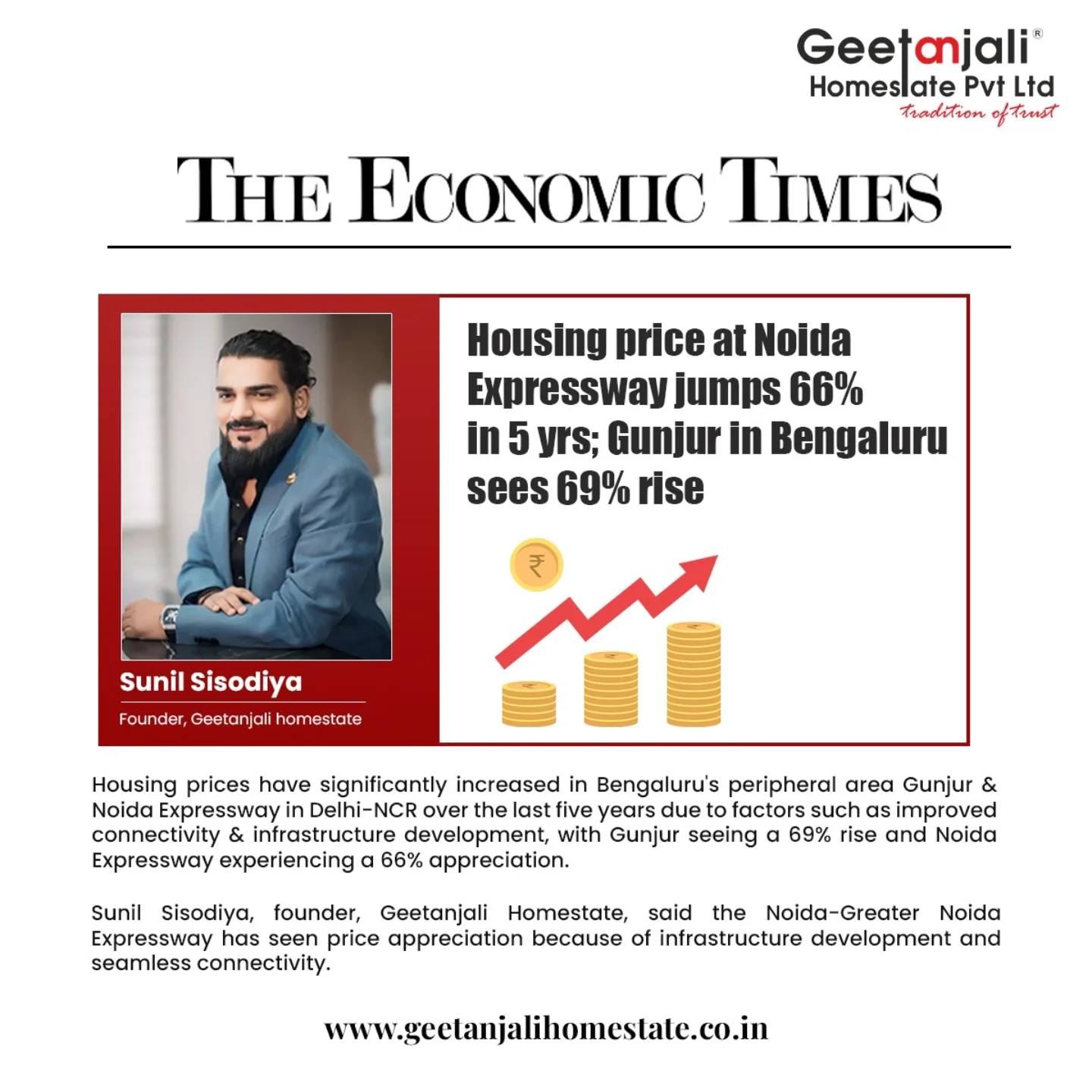 Housing price at Noida Expressway jumps 66% in 5 yrs; Gunjur in Bengaluru sees 69% rise