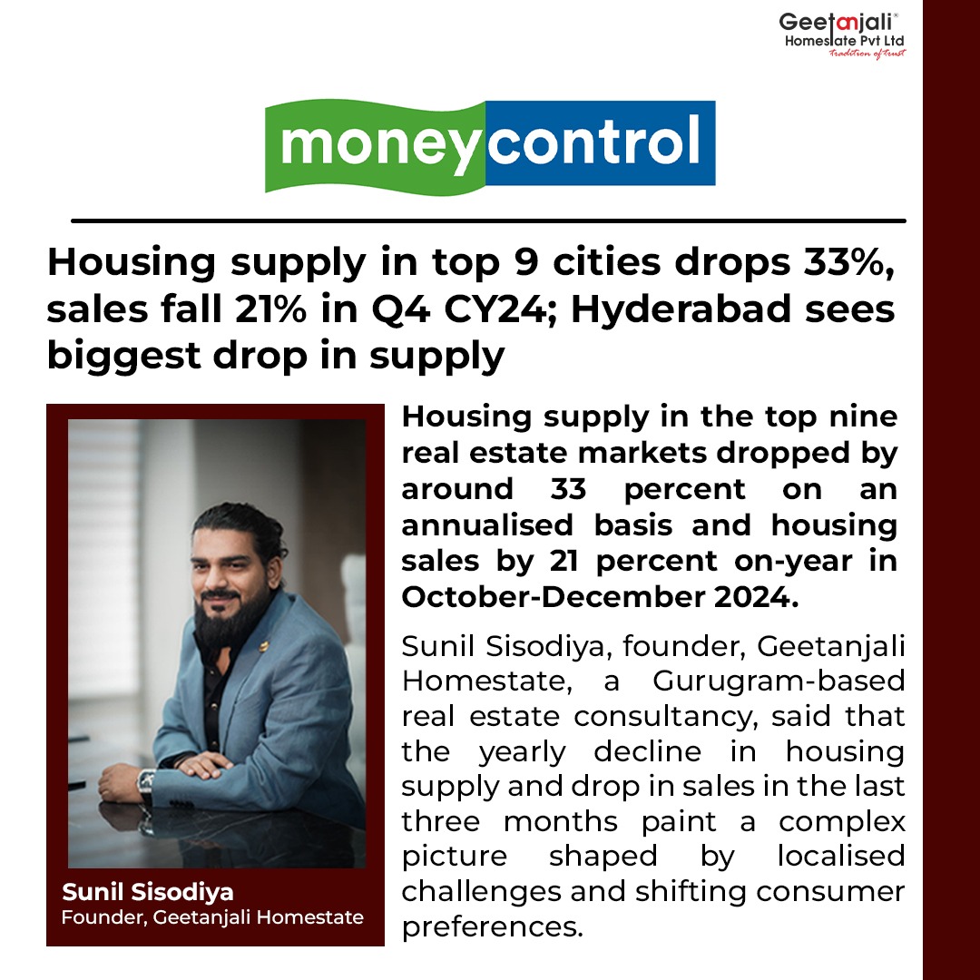 Housing supply in top 9 cities drops 33%, sales fall 21% in Q4 CY24; Hyderabad sees biggest drop in supply